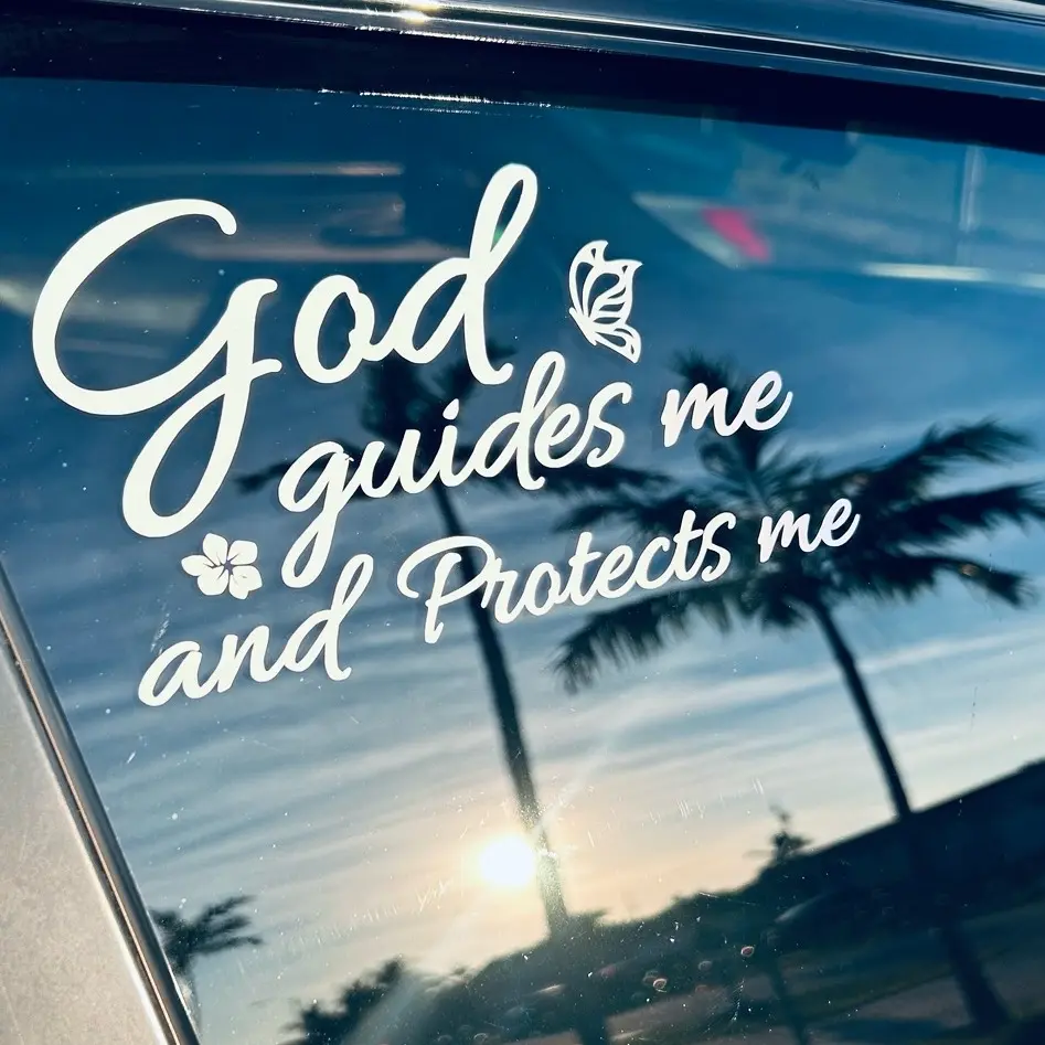 Religious Text Car Sticker, 5x6 Inch Universal Cars Decals - "God Guide Me" DIY Scrapbooking Decorative Accessory