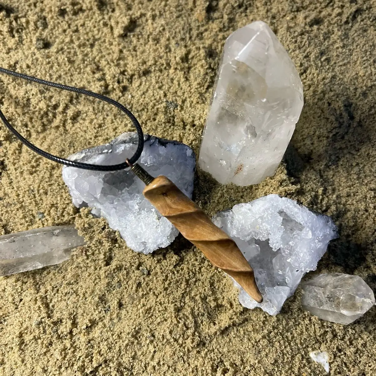 Custom Hand Carved Wooden Pendants - Unique Design with Natural Finish and Decorative Elements