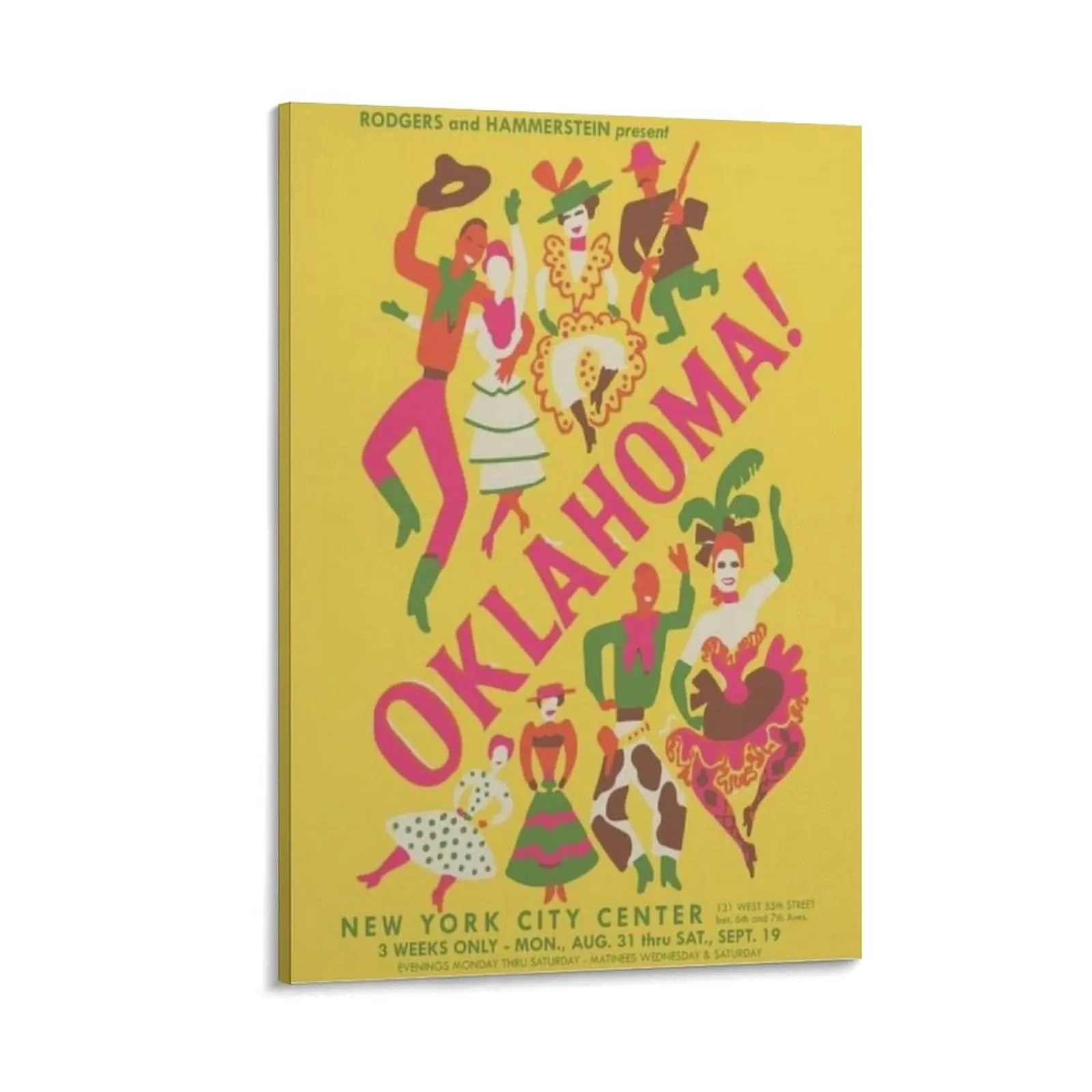 Oklahoma Broadway Musical Theater Vintage Retro Poster Canvas Wall Art - Framed Multi-Size Customizable Print, Decorative Bedroom & Garden Wall Decor, Office Gift for Home Supplies