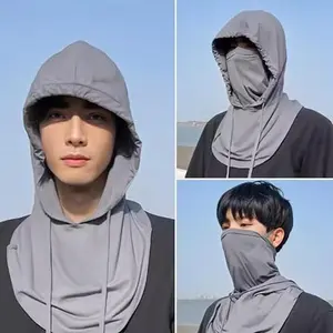 Neck guard full headgear hat integrated sunscreen face mask ice silk men's anti-ultraviolet mask cycling