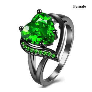 Aesthetic Couple Rings Romantic Women Heart Blue Rhinestones Zircon Ring, Men Stainless Steel Celtic Dragon Ring Wedding Jewelry Gift Fit Daily Wear
