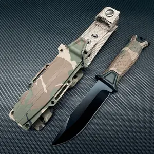 Outdoor knives, sheathed outdoor straight knives with camouflage patterns, outdoor survival knives, waist belt installation, anti slip handle, sharp blade, daily carrying survival tools for outdoor use, gifts for men during holidays