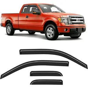Tape-on Rain Guards Fit for 2004-2014 Ford F150 Extended Cab/SuperCab Extra-Thick Window Rain Guard Window Deflectors Window Vent Visors Truck Vent Shades Exterior Car Accessories-4PCS