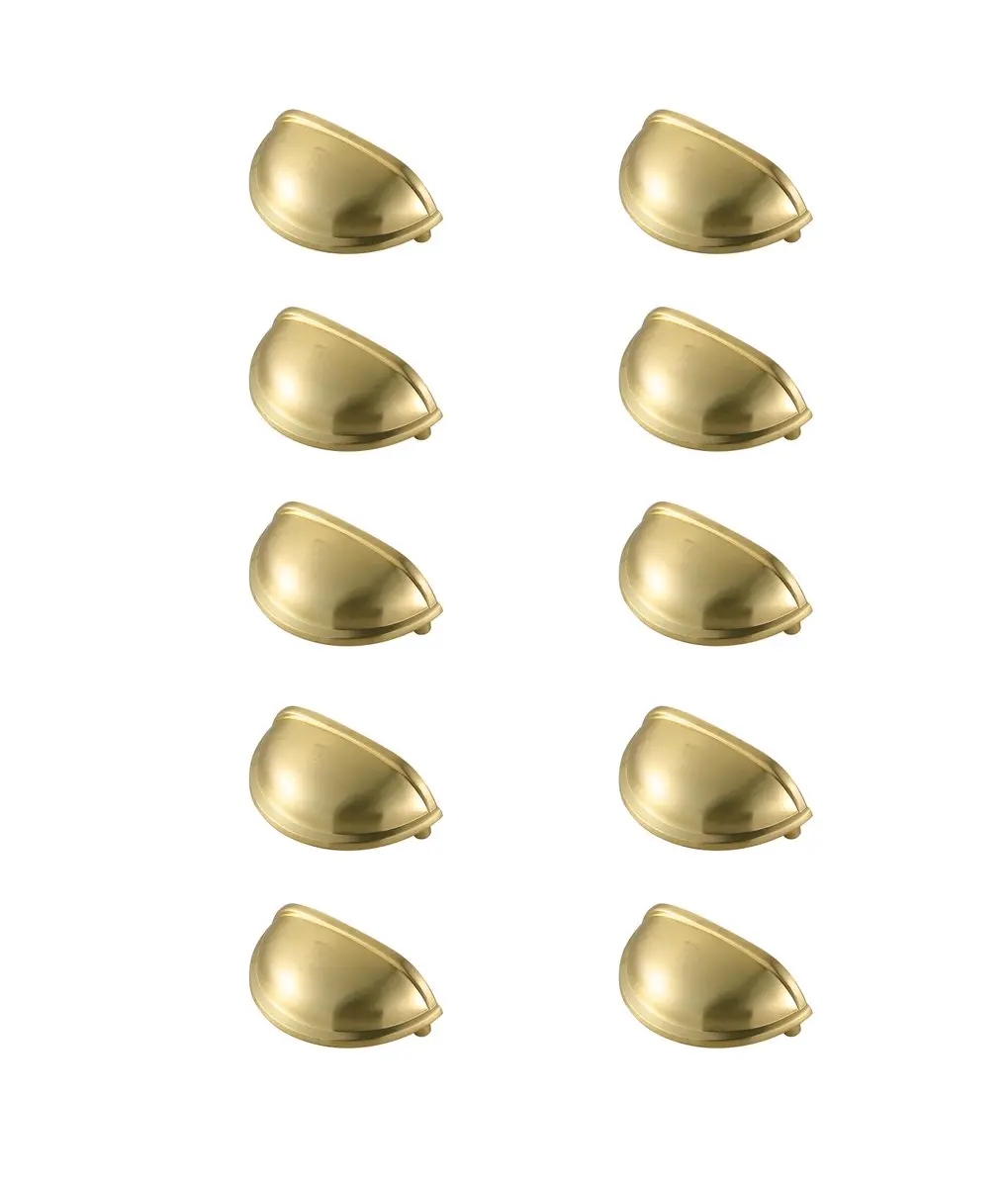 Atticus Modern Brushed Gold Metal Cup Bar Pulls, 3 in. Center to Center, PL3002-GD-10PK 10-Pack, Door Hardware Component for Default Applications