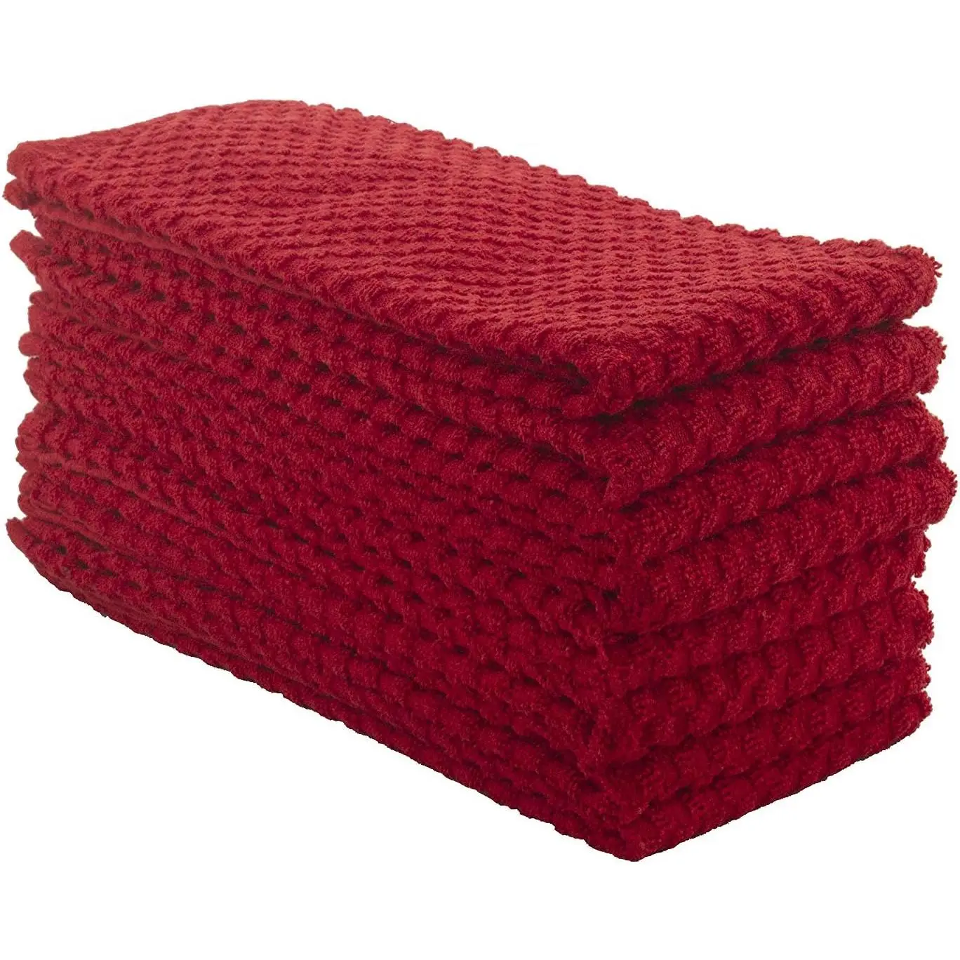 Terry Dish Towels,  Cotton Kitchen Towels, Set of 8 (15x25 inch) Hand Towels - 400 GSM, Absorbent Terry Cloth Dish Towels for Kitchen, Soft  Towels - Red Color