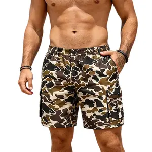 Men’s summer camouflage print beach shorts, regular fit with elastic waistband design, casual comfortable fabric that is lightweight and breathable, perfect for beach vacations #SummerVibes