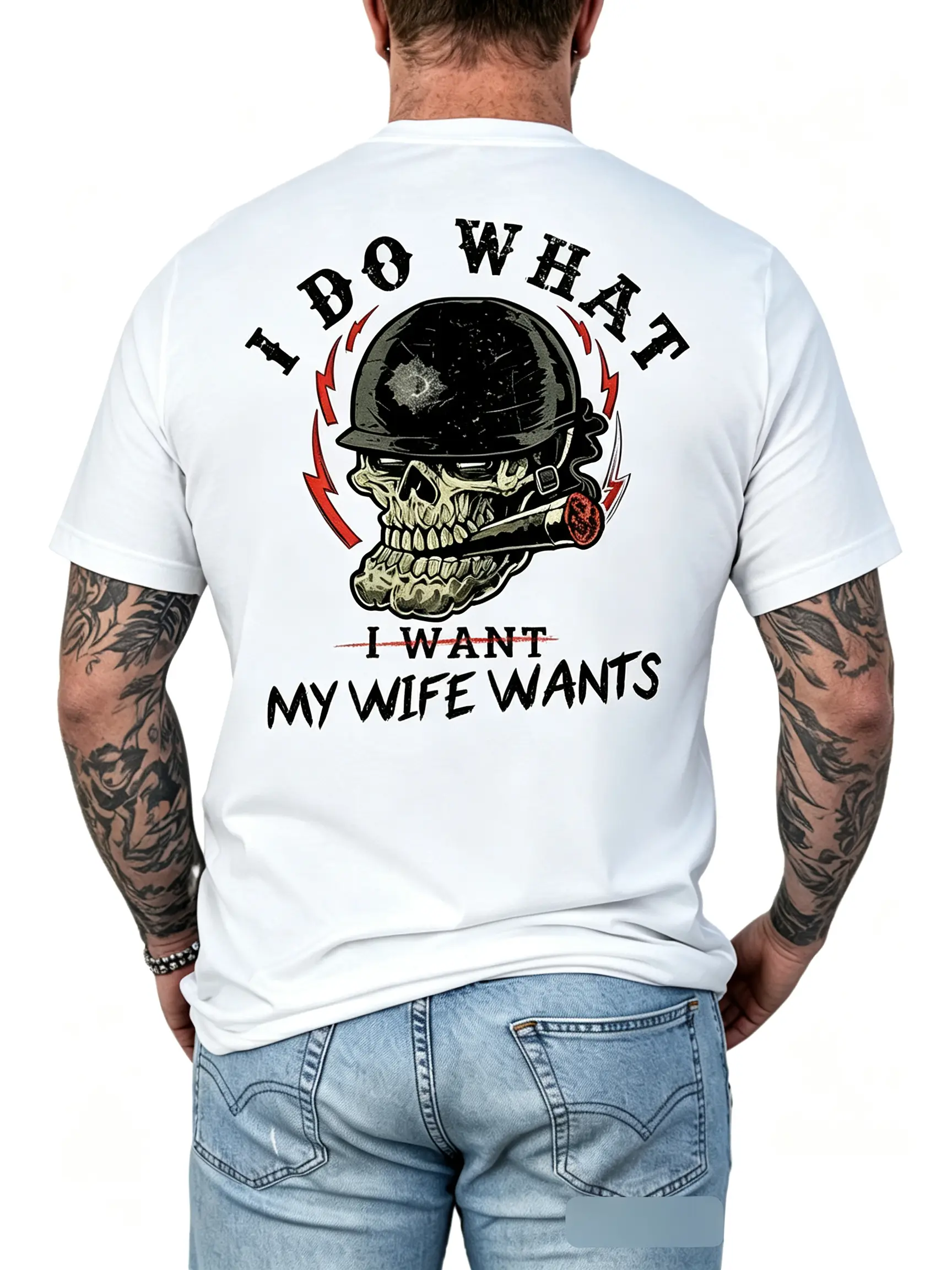 Men's "I Do What My Wife Wants" Mystic Dream Graphic Shirt in Soft Cotton, Seamless Shortsleeve Relaxed Fit, Tops