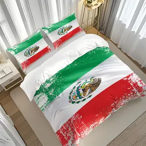 Mexican Flag Print Bedding Set, Soft Bedding Sets, Soft Comfortable Quilt Cover Set, Includes 1 Duvet Cover and 1/2 Pillowcase, No Filling, Ideal Bedroom Decor, All Seasons
