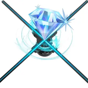 3D Hologram Fan,27.5 Inch 3D Hologram Led Fan Projector 832 HD LED Beads, Holographic Fan Advertising Support APP+Remote+Bluetooth Audio+Splicing,for Store ,Halloween,Christmas