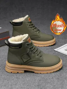 Men's Winter Snow Outdoor Boots, Non-Slip Sole, Hiking Shoes for Cold Weather, Durable Casual Boots for Autumn & Winter