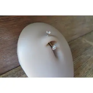 Titanium Ti6Al4V ELI Implant Grade Floating Minimalist Crystal Belly Ring VCH Curve 14g Internally Threaded Piercing Aurora Borealis