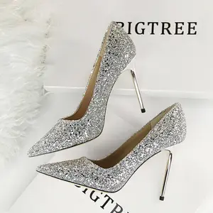 Women's Rhinestone Decorated Classy Stiletto Heels, Prom Heels, Elegant Glitter Pointed Toe High Heel Shoes for Party, Banquet, Pointy Heels, Fashionable Stylish Heeled Shoes for Daily Wear, Glittering Stiletto Pumps, Heels To School, Footwear