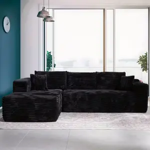 105" Modern L-Shaped Modular Sectional Sofa with Chaise Lounge - Plush Corduroy Upholstery, Deep Seat Couch, No Assembly Required,  Large Sectional Couch for Living Room & Bedroom, Durable Corduroy Fabric Sofa