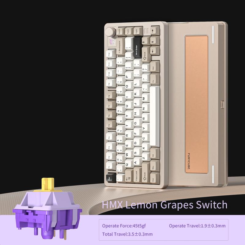 FURYCUBE F75 75% Aluminum Keyboard 82 Keys Gasket Wireless Gaming Keyboard Wired / Bluetooth / 2.4G 3 Modes Mechanical Keyboard Customized Five Layer Silencer PBT Keycaps RGB 3 / 5 Pin Hot Swappable Anodizing Process