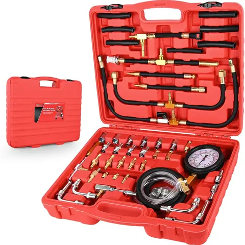 Nilight Brass Fuel Injection Pressure Tester Kit - 0-140 PSI Gauge, Car Repair Tools, Cars Accessories for Leak Detection in Trucks
