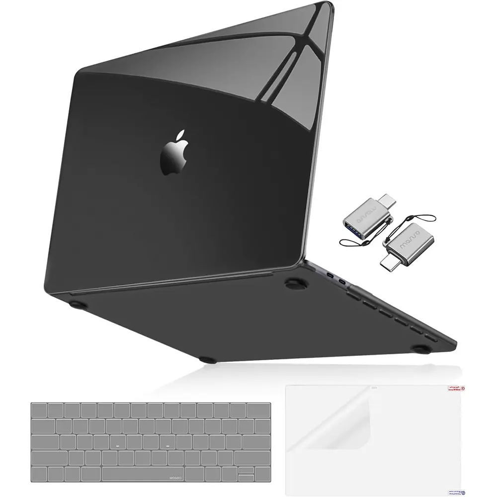 MOSISO Compatible with MacBook Pro 13 inch Case M2 2026-2016 A2338 M1 A2251 A2289 A2159 A1989 A1708 A1706, Surpass Natural Beauty Plastic Hard Shell&Keyboard Cover&Screen Film&Type C, Crystal Black