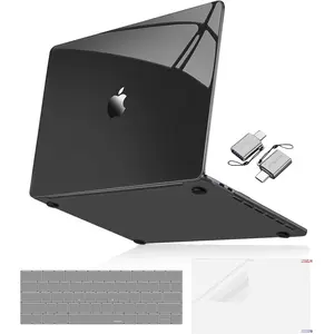 MOSISO Compatible with MacBook Pro 13 inch Case M2 2026-2016 A2338 M1 A2251 A2289 A2159 A1989 A1708 A1706, Surpass Natural Beauty Plastic Hard Shell&Keyboard Cover&Screen Film&Type C, Crystal Black