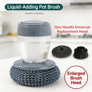 Soap Dispense Palm Scrub dishwashing Kitchen  Press Automatic Liquid wash Pot，Small Dish Brush, Cookware Scrubber