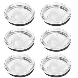 6 Pack 20 oz Skinny Tumbler Replacement Lids Plastic Splash Covers tops for 20 oz coffee cup lids Clear Cup Covers for 2.64 Inch Mouth Tumbler Cooler