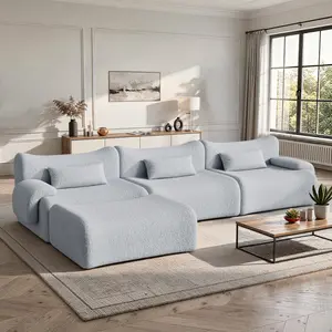 126" Cloud Couch Sectional, L Shaped Boneless Couches for Living Room - Oversized Modular Sofa with Deep Seats, Modern Couches with Movable Ottoman,Dark Gray