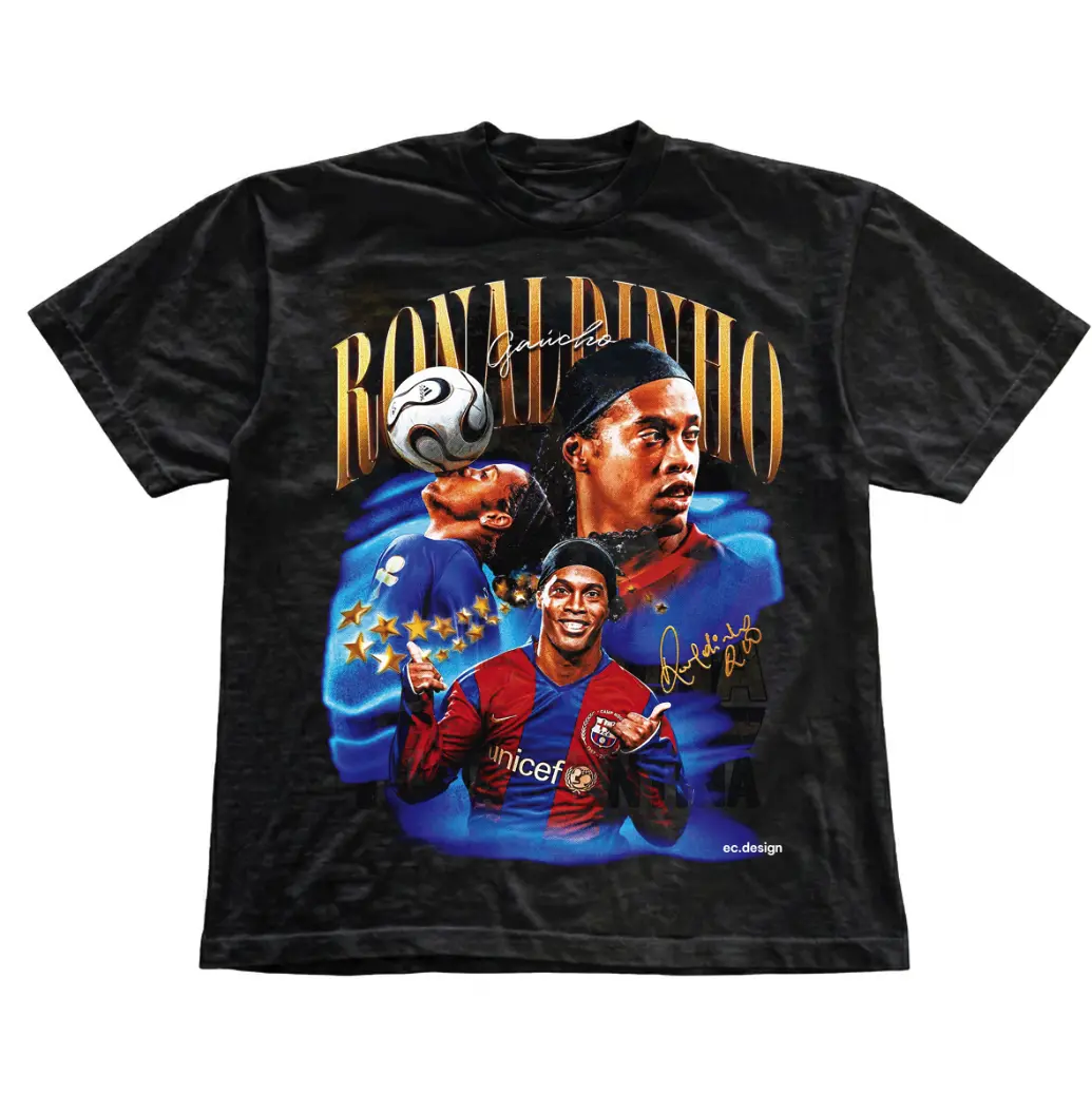 Vintage 90'S Young Ronaldinho Gaucho Graphic Tee, Football Tee, Unisex SoccerT-shirt, Gift For Fan Soccer, Y2k Unisex Graphic Tees Gothic Grunge Emo Scene Amity Affliction Style Clothes Menswear Womenswear Streetwear