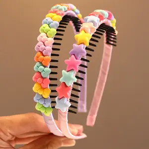 3-Pack Colorful Heart & Pattern Hairbands for Girls, Cute Resin Flower Accents, Casual Plastic Non-Woven Fabric Headbands, All-Season Outdoor Hiking Hair Accessories, 1/2/3pcs Set