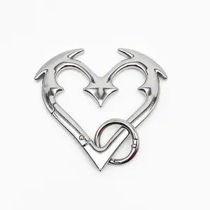 Heartbreaker Carabiner Gothic Heart-Shaped Metal Keychain Heavy Duty Bold Design Zinc Alloy Perfect for Keys Bags Statement Fashion Accessories