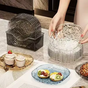 Transparent Bone Plate with Ripple Design, Food-Grade Small Dish for Home Use, Elegant Tableware for Fruits and Snacks, Lightweight Luxury Bowl
