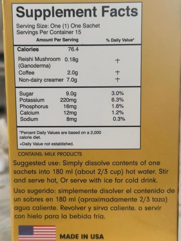 Eternal Spirit Beauty Gourmet Ganoderma Reishi 4-in-1 Coffee 15 Sachets 0.64 Oz Each Light Roast for Energy Focus & Luxurious Experience