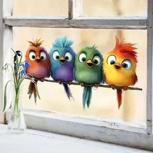 Colorful Bird Window Stickers, Self-Adhesive PVC Wall Decor, Removable Holiday Art, Spring Summer Festival Decoration, High-Quality Home Decor