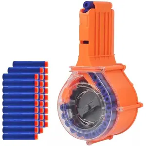 FRENSIT 25 Round Drum Magazine for Nerf N-Strike Elite Series with 30 Refill Darts
