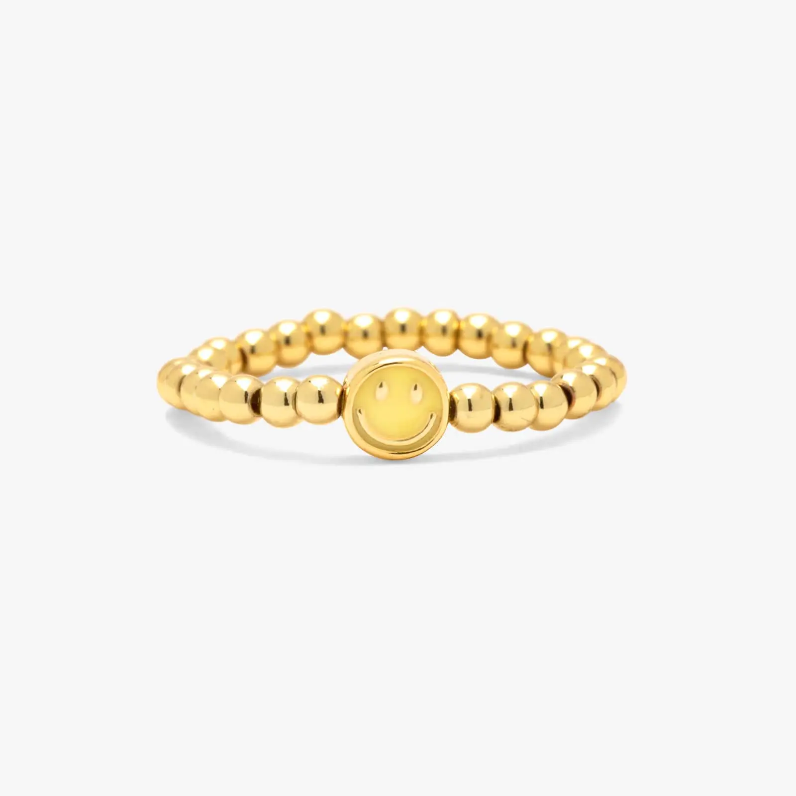 Happy Face Gold Bead Stretch Ring Happy Face Gold Bead Stretch Ring