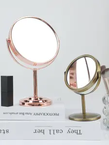 1 Pcs Basics Tabletop Magnifying Mount Vanity Round Mirror, 1X/5X Magnification, Iron Frame,Makeup Mirror 10x Magnification Vanity Mirror Tabletop Two-Sided Swivel Gold Finish