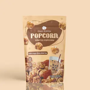 Chef Poppin Brown Sugar Boba Milk Tea Popcorn - Taiwanese Brown Sugar Boba Milk Tea Popcorn - Rich Brown Sugar and Milk Tea Fusion Snack