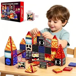 Magnetic Tiles Toy, Cave Monster Building Set, Stem Educational Puzzle Kit, Kids Early Learning Gift, Birthday & Christmas Present
