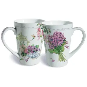 Lissom Design  12 oz Sweet Violets Porcelain Mug