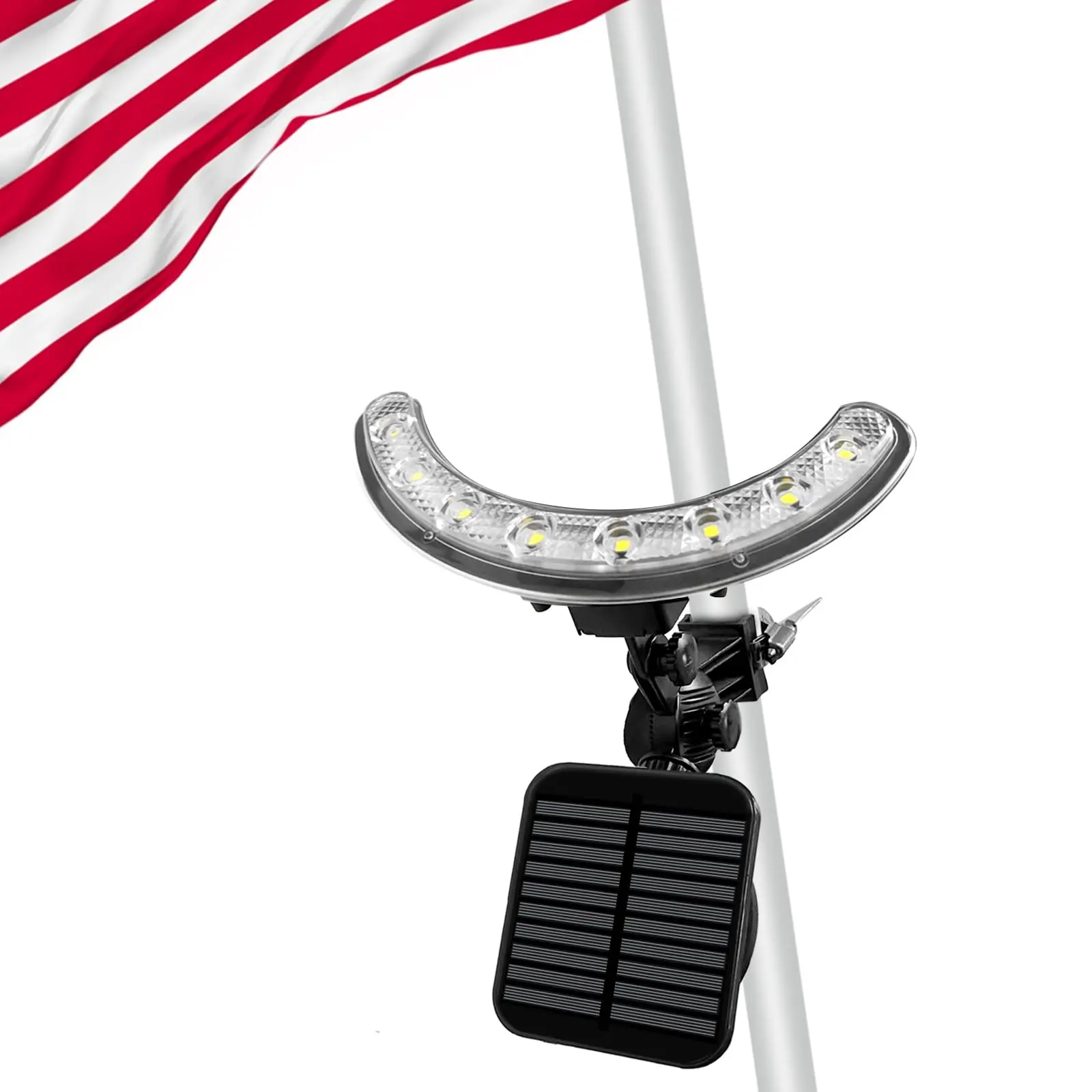 Flag Pole Light Outdoor Solar Flagpole Light House Mount with Adjustable 180° Direction, 360lm Brightness, IP65 Waterproof for 1''-1.5" Poles