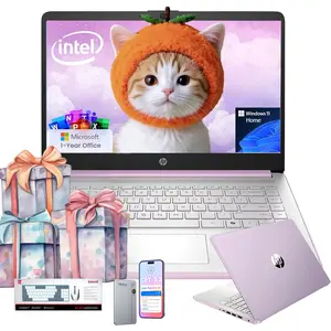 HP 2026 14" Ultra-Light Laptop | Windows 11 Home | 8GB RAM 128GB UFS | Intel Quad-Core | Honey Lavender | Student Business PC With Bundle Accessory