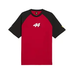 PUMA Mens Scuderia Ferrari Fanwear Hamilton Graphic Crew Neck Short Sleeve Casual Tops Casual - Red