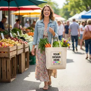 Custom Canvas Tote Bag Personalized Photo Tote Bag Minimalist Cartoon Style Family Pet Picture Upload Casual Reusable Shopping Bag Gift Ideas