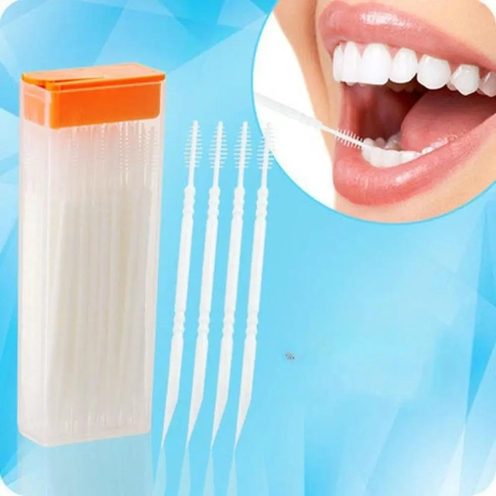 Portable Dental Floss Set, Disposable Toothpicks & Dual-Ended Brushes, Oral Care Food Grade PP Material, 2 Boxes Total, 60 Pieces Per Box