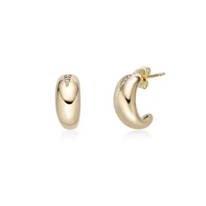 Gold Hoop  with CZ - Sparkling & Elegant Jewelry by Lavari Jewelers drop earrings non tarnish