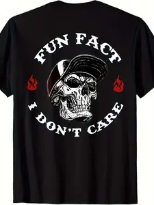 Fun Fact I Dont Care Funny Skeleton Saying Quote Unisex T Shirtlightweight Breathable Men'S And Women'S C 100% Sleeve Crew Neck Suitable for Summer Outings Casual Wear And Everyday Style Outdoor Activity Shirt Machine Washable