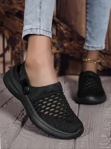 Women's Sporty Breathable Mesh Slip on Sandals, Casual Comfortable Sneaker Sandals for Daily Wear, Female All-match Round Toe Sandals for Outdoor, Fashionable Breathable Sandals