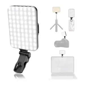 Selfie Light, Phone Light with Front & Back Clip, 60 LED Portable Light with 3 Light Modes, 5000mAh Rechargeable Video Light for Phone, iPhone, IPad, Laptop, TikTok, Makeup, Live Stream, Vlog