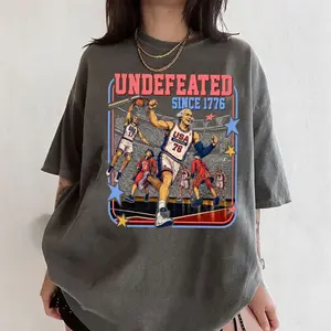 Comfort Colors Funny Founding Fathers Basketball Shirt, Undefeated America T-Shirt, America 250th Anniversary Humor Tee