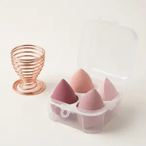 Makeup Sponge Set 4 Pcs Beauty Blending Sponges with Holder and Egg Case Soft Blenders for Foundation Cream Powder and Liquid Makeup Application Flawless Finish Reusable Cosmetic Puff Set Pink Beauty Tools for Daily Use