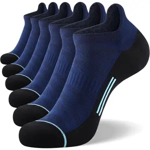 Men's 6 Pack Ankle Running Socks Low Cut Cushioned Athletic Sports Socks 7-9/9-12/12-15