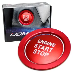 iJDMTOY Sports Red Anodized Aluminum Engine Start/Stop Push Start Button Decoration Cover & Ring Trims For Toyota Camry Tacoma Prius Avalon RAV4 Mirai Corolla, etc