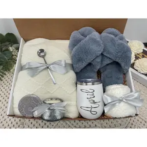 Big Cozy Hygge Christmas Gift Box For Her  Women Set With Slippers And Blanket